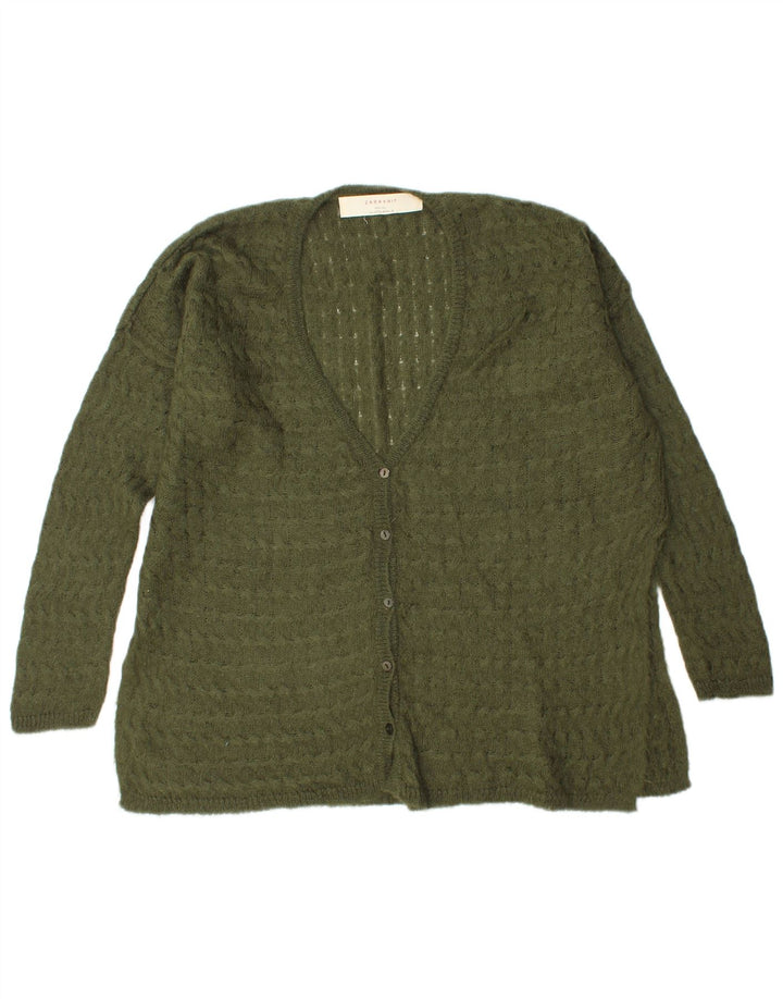 Женский свободный кардиган Zara UK 14, средний зеленый цвет
