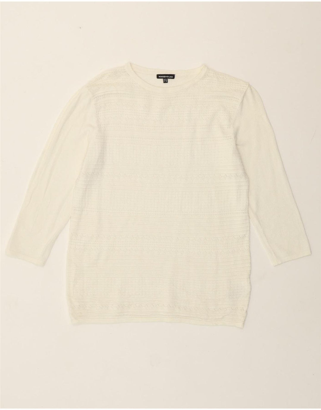 Женский джемпер с круглым вырезом Warehouse UK 12, средний цвет из вискозы белого цвета