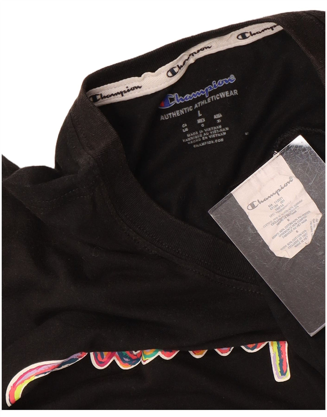 Женская футболка с рисунком CHAMPION Top UK 16, большой черный хлопок