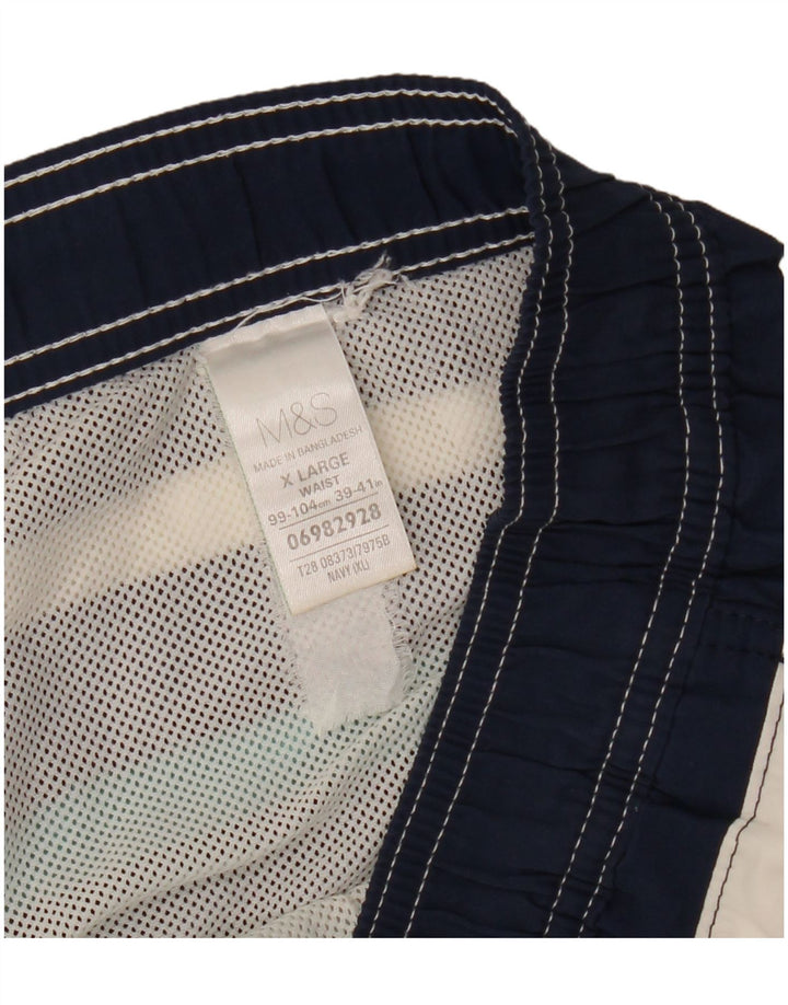 Мужские шорты для плавания Marks & Spencer XL, темно-синие полосатые, полиэстер