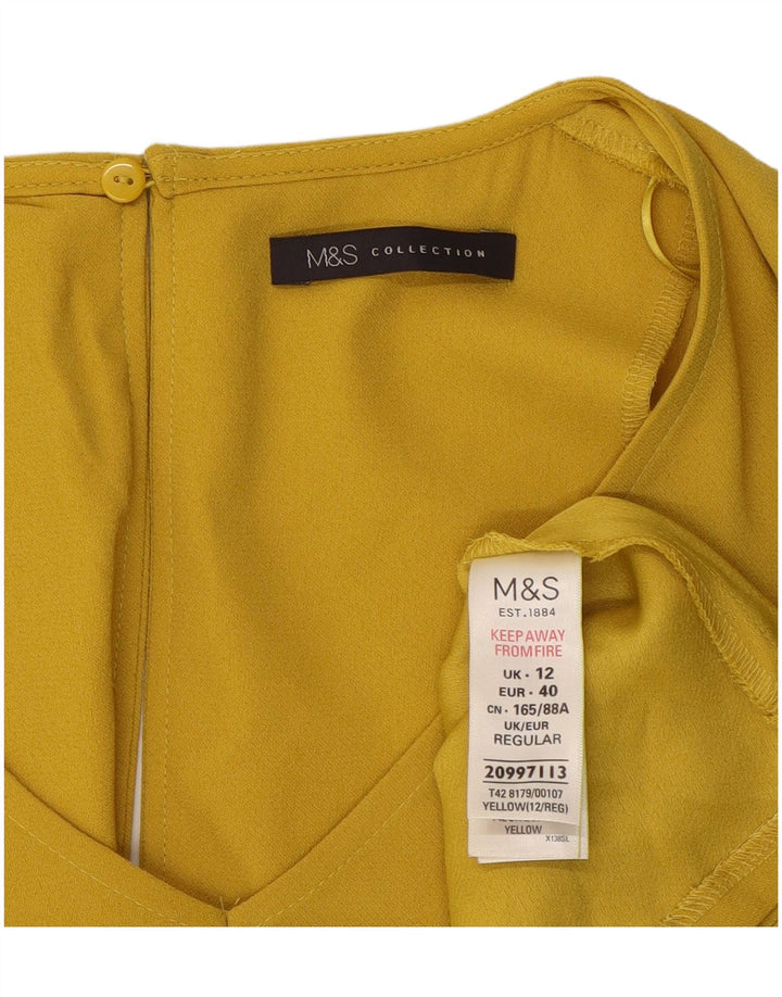 Женское платье трапециевидного силуэта Marks & Spencer UK 12, средний желтый полиэстер