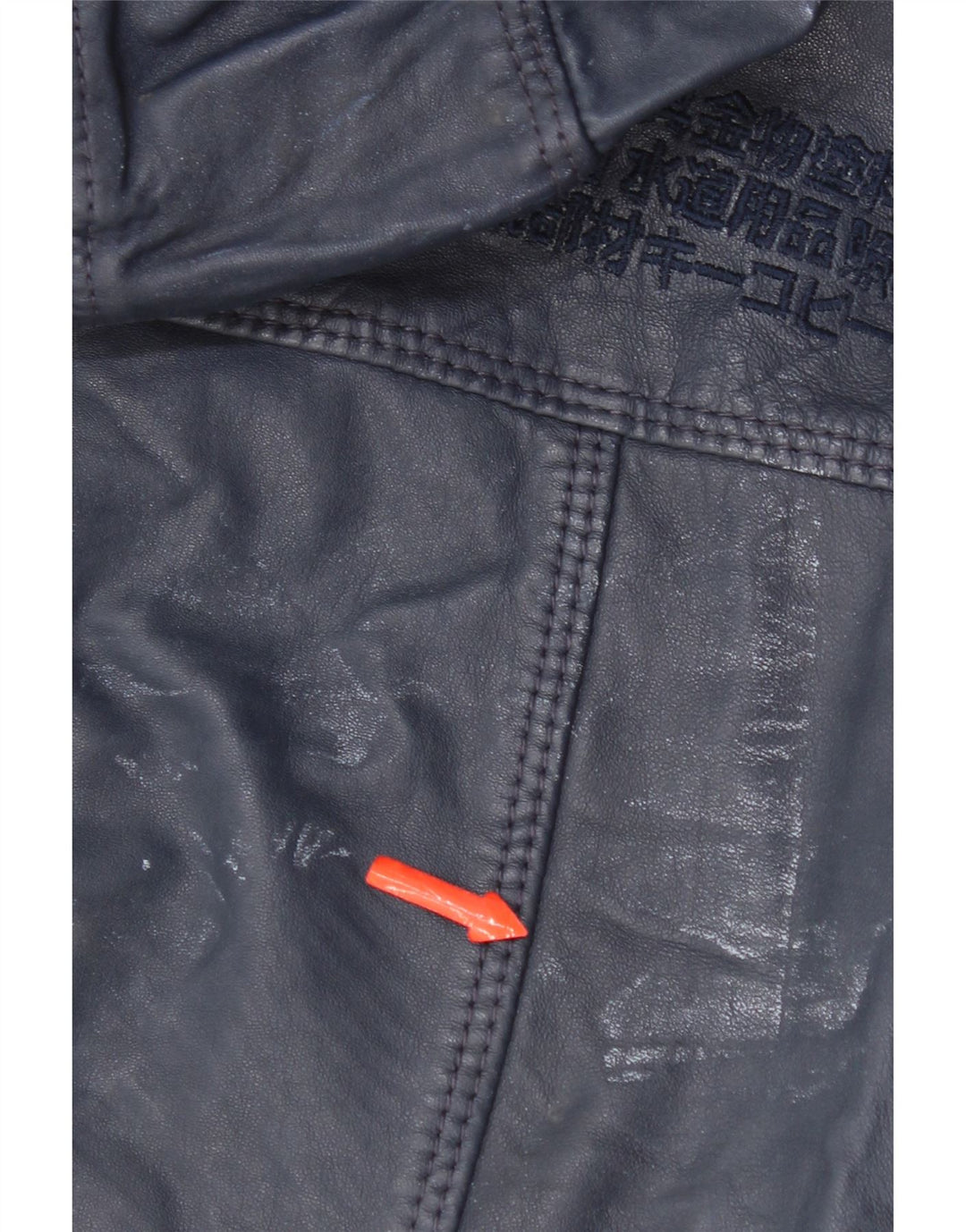 Женская кожаная куртка с капюшоном Superdry UK 14, кожа темно-синего цвета среднего размера