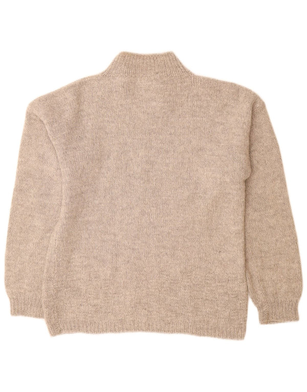 Винтажный женский джемпер с высоким воротником, Великобритания, 14, большой серый в крапинку