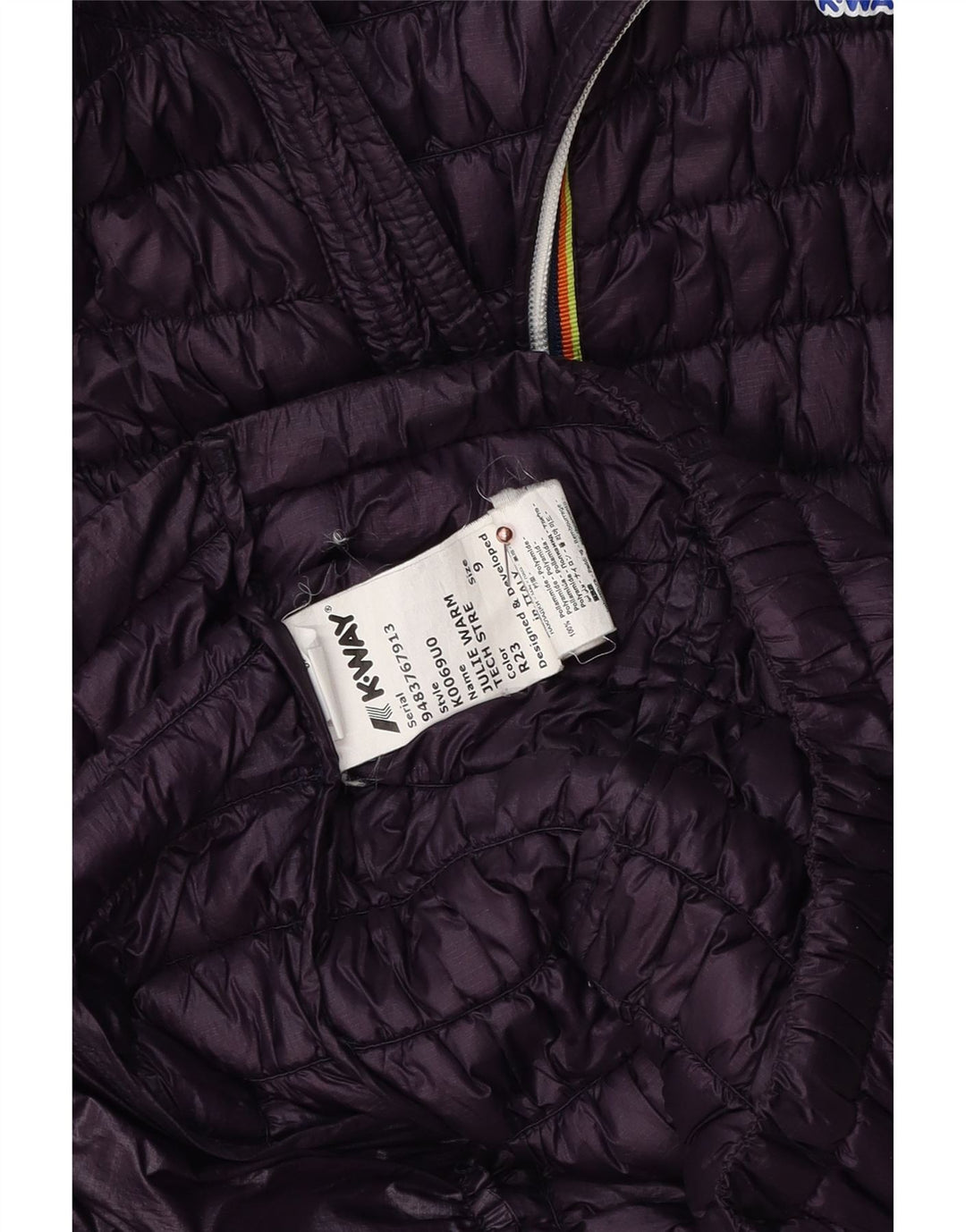 Женская утепленная куртка K-WAY с капюшоном, США 9, средний фиолетовый полиэстер