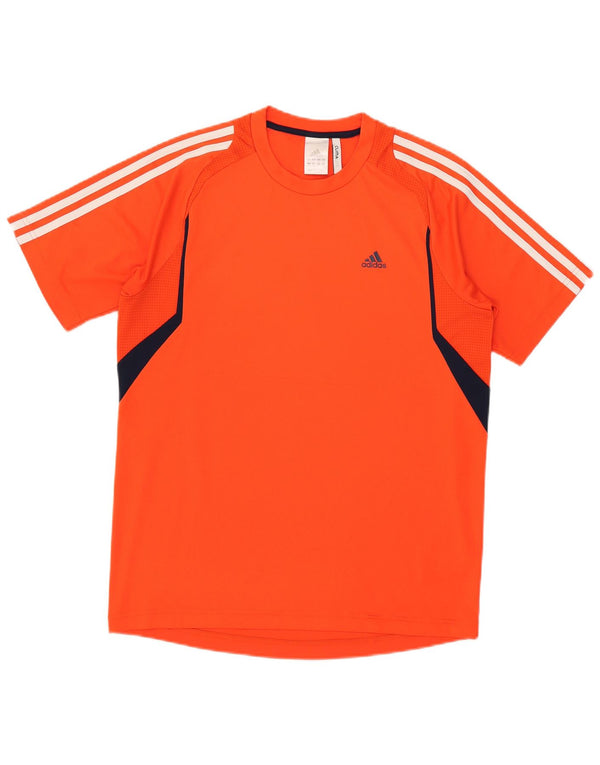 Мужская футболка Adidas Climalite, верх среднего оранжевого цвета, полиэстер с цветными блоками