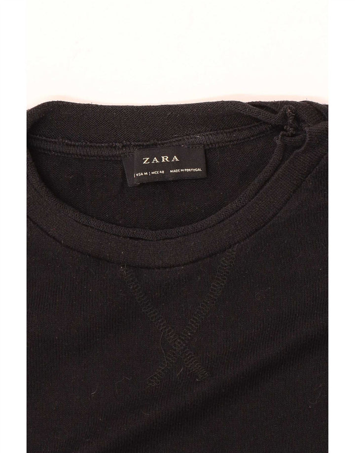Мужской джемпер с круглым вырезом Zara, средний черный