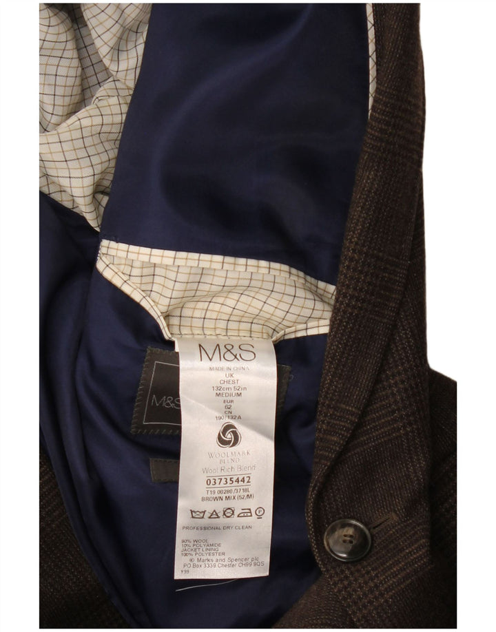 Мужской пиджак на двух пуговицах Marks & Spencer UK 52 3XL коричневый с узором "гусиные лапки"