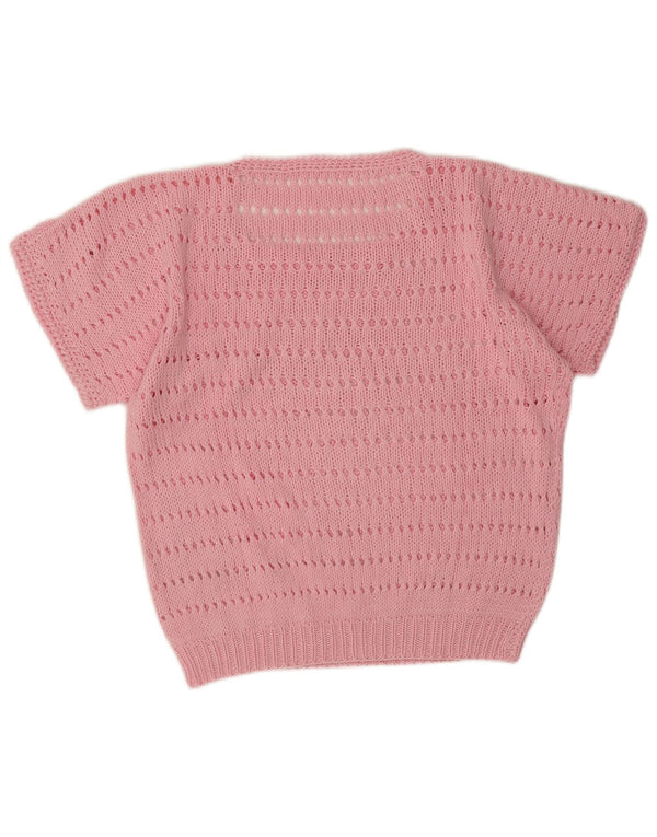 Винтажный женский прозрачный джемпер с вырезом «лодочка», Великобритания, 18 XL, розовый