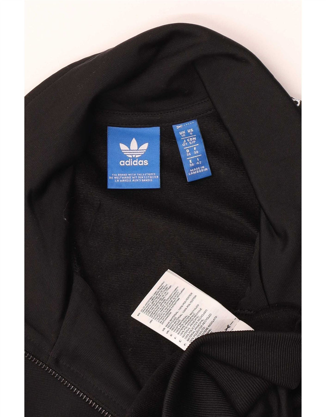 Женский спортивный костюм Adidas с графическим рисунком, верхняя куртка UK 10, маленький черный полиэстер