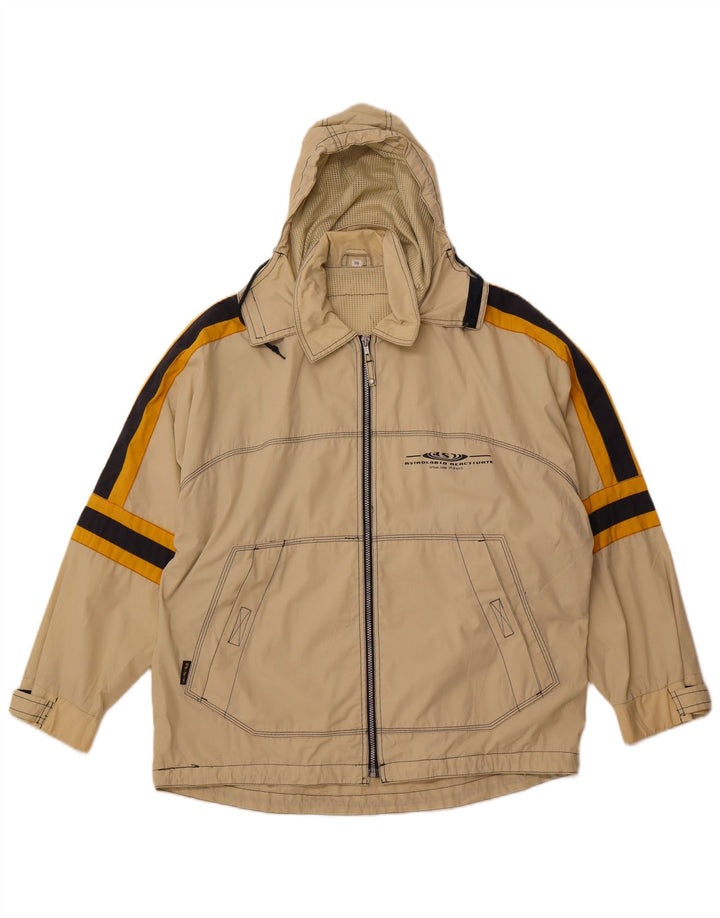 ASTROLABIO Мужская куртка-дождевик с капюшоном IT 50, большая зеленая, хлопок с цветными блоками