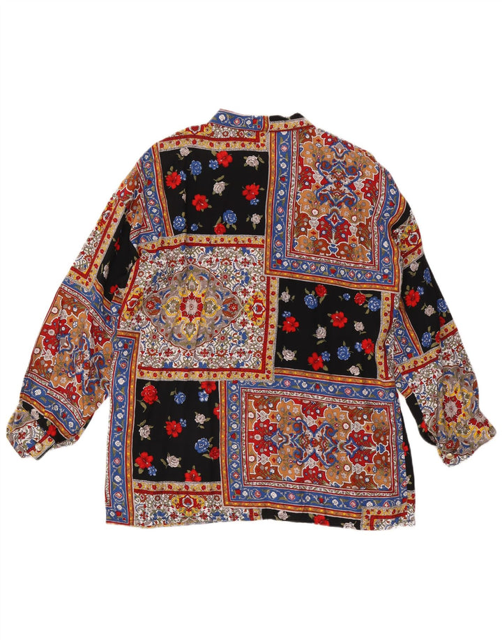 Женская блузка-рубашка VINTAGE UK 16, большая разноцветная лоскутная вискоза