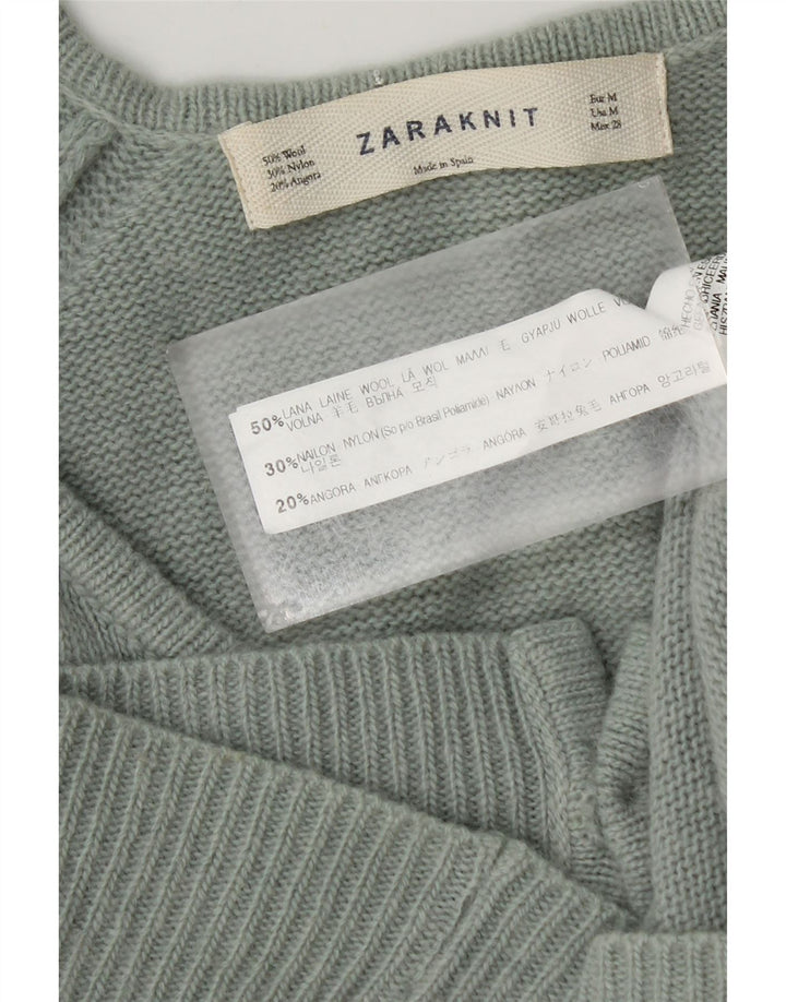 Женский кардиган с короткими рукавами Zara UK 12, средний зеленый цвет шерсти