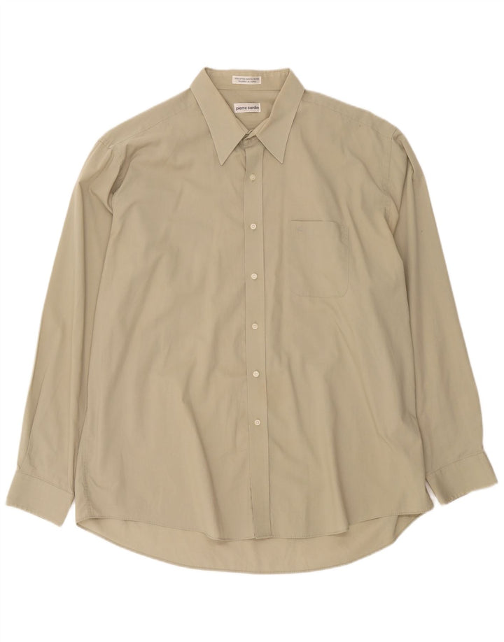 Мужская рубашка Pierre Cardin, размер 18, 2XL, бежевый хлопок