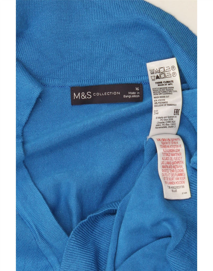 MARKS & SPENCER Womens Polo Neck Jumper Sweater UK 16 Large Blue Vintage Marks & Spencer and Second-Hand Marks & Spencer from Messina Hembry 