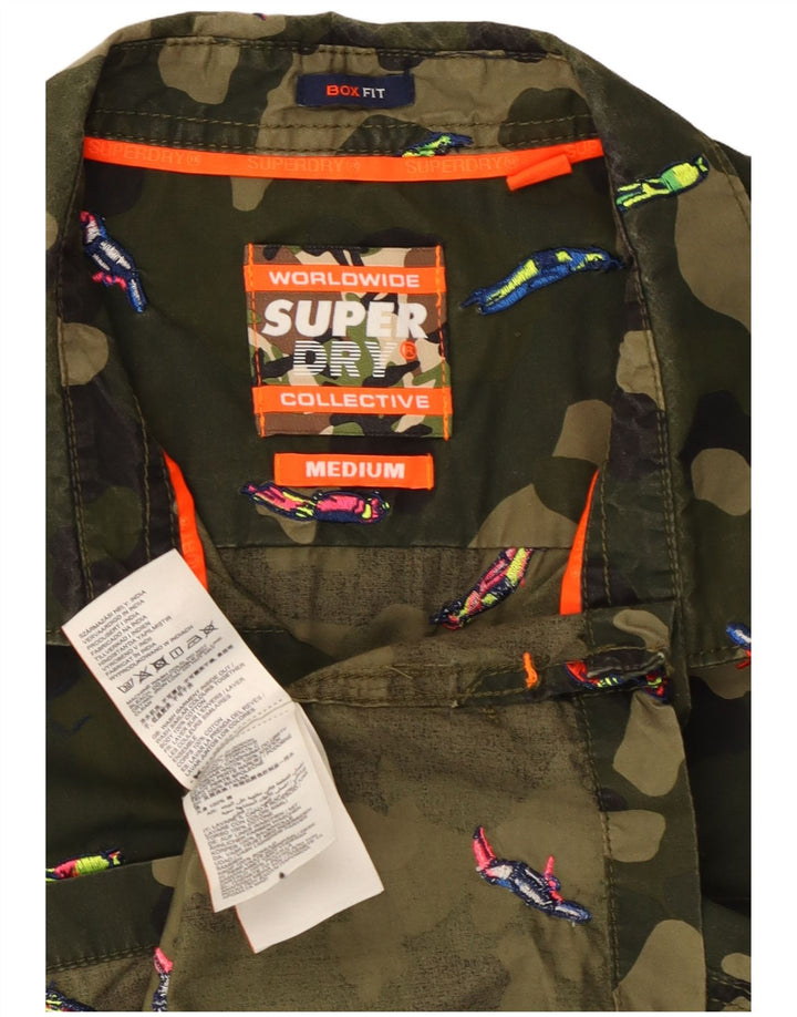 Мужская рубашка с коротким рукавом Superdry Box Fit, камуфляжный хлопок среднего цвета хаки