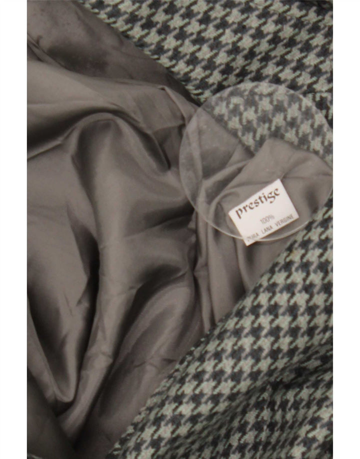 Винтажный женский пиджак на двух пуговицах IT 46, большой серый с узором «гусиные лапки»
