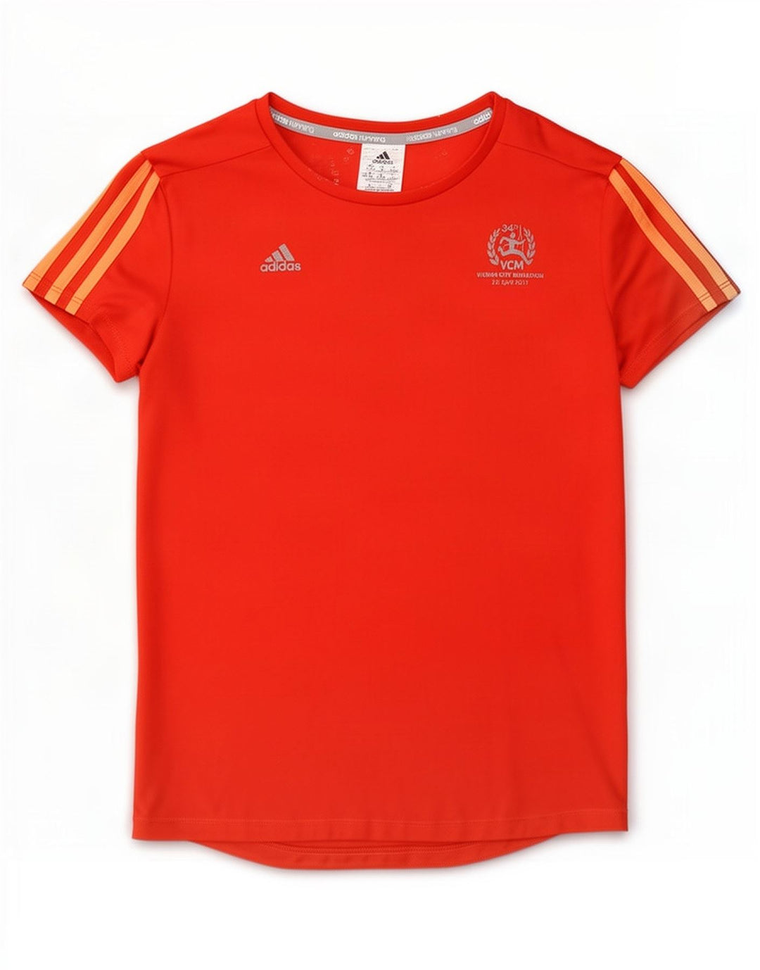Женская футболка для бега Adidas с графическим рисунком, Великобритания 12/14, средний оранжевый полиэстер