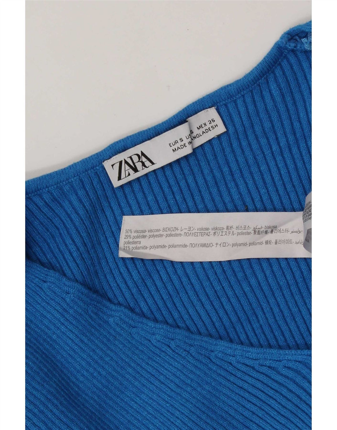 Женский укороченный топ с длинными рукавами Zara UK 10, маленький синий, вискоза