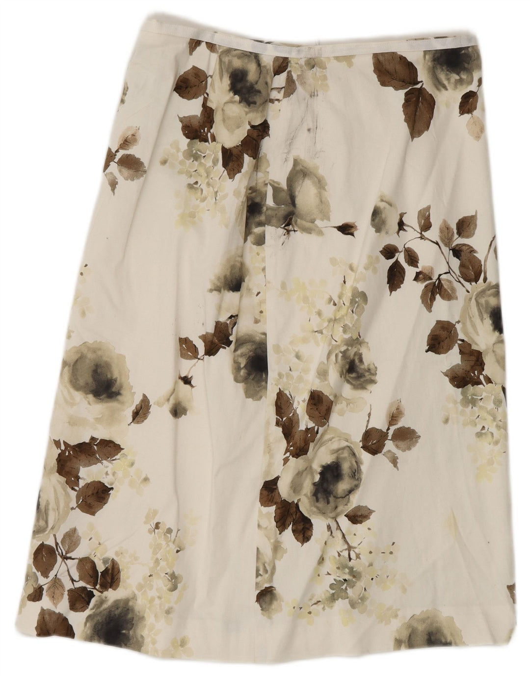 COAST Женская юбка-трапеция UK 10, маленькая W28, белый хлопок с цветочным принтом