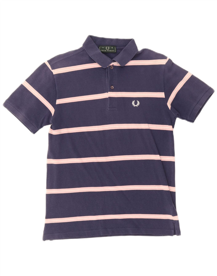 Мужская рубашка-поло Fred Perry, маленькая, темно-синяя, хлопковая полоска