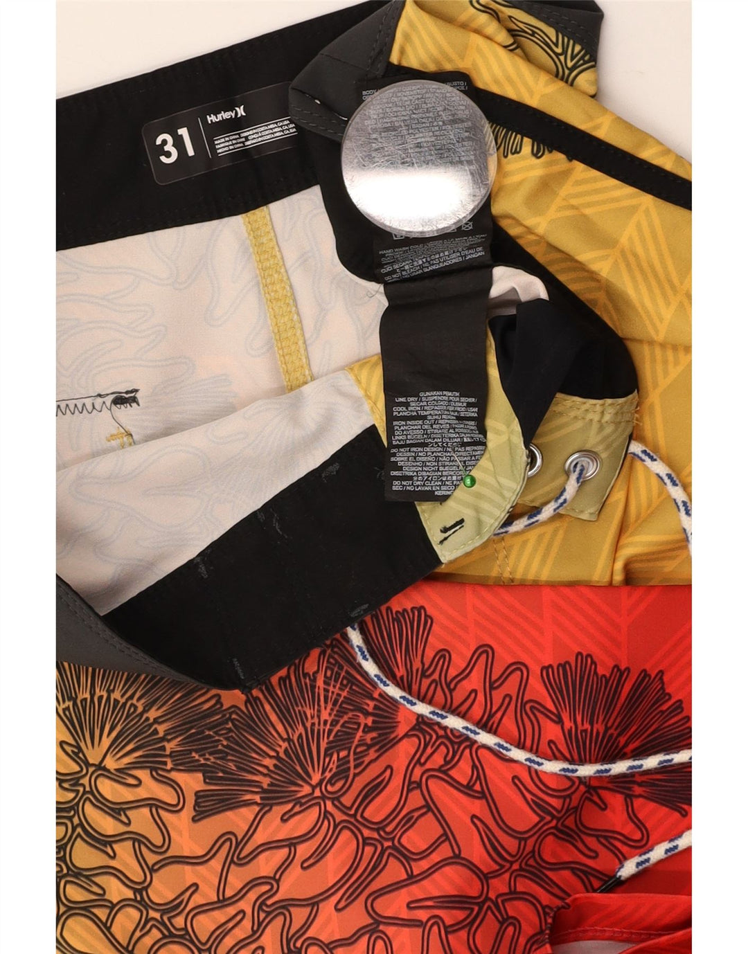 HURLEY Мужские шорты для плавания, средний желтый цветочный полиэстер