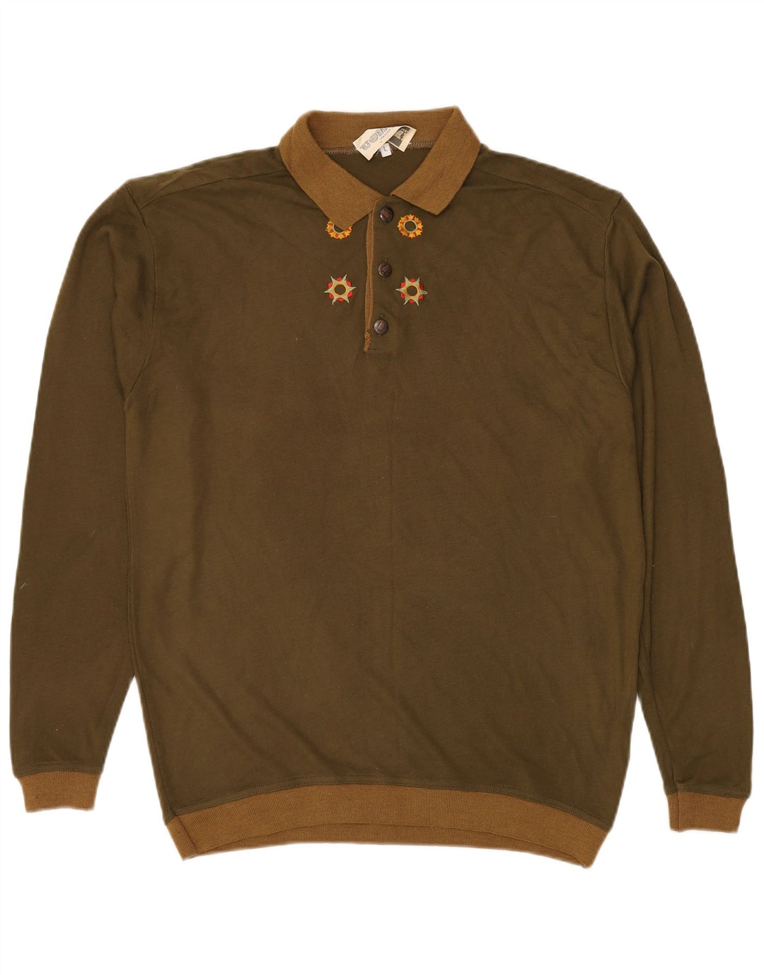 ВИНТАЖНЫЙ мужской джемпер с воротником поло, большой акриловый свитер цвета хаки