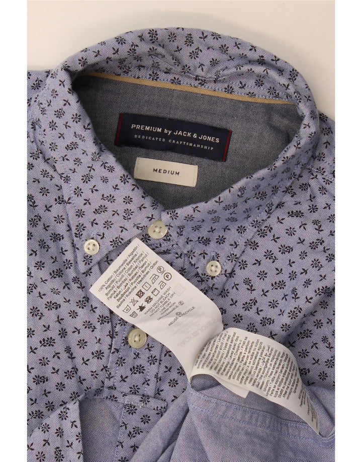 Мужская рубашка Jack & Jones из хлопка синего цвета с цветочным принтом