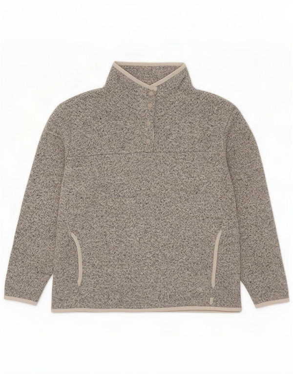 Eddie Bauer Женский свитер с воротником на пуговицах, джемпер UK 18 XL, серый в крапинку