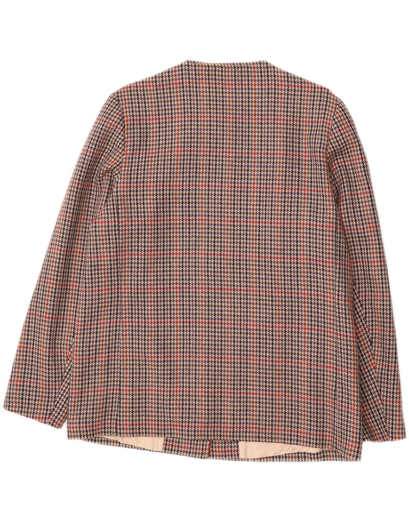 AVOCA Womens 5 Button Blazer Jacket UK 16 Large Brown Houndstooth New Wool Vintage Avoca and Second-Hand Avoca from Messina Hembry 