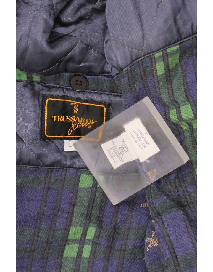 Мужские пальто Trussardi Jeans UK 40, большие, темно-синие, шерстяные, классические