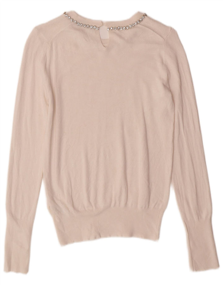 Женский джемпер с вырезом «лодочка» Zara UK 10, маленький, из вискозы белого цвета