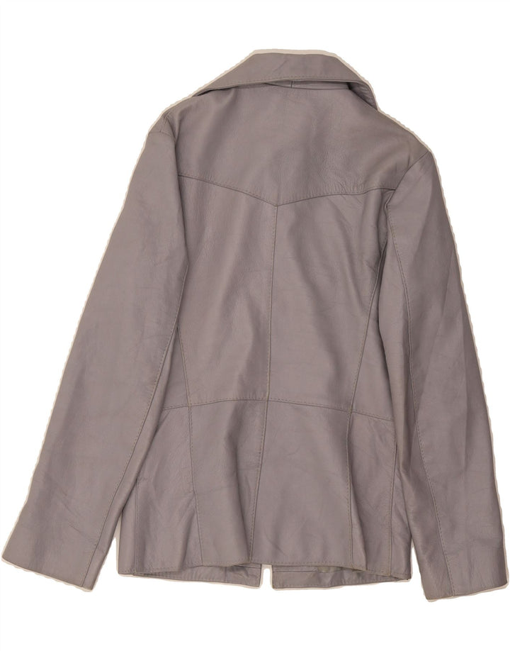 VINTAGE Womens Leather Jacket UK 14 Medium Grey Vintage Vintage and Second-Hand Vintage from Messina Hembry 