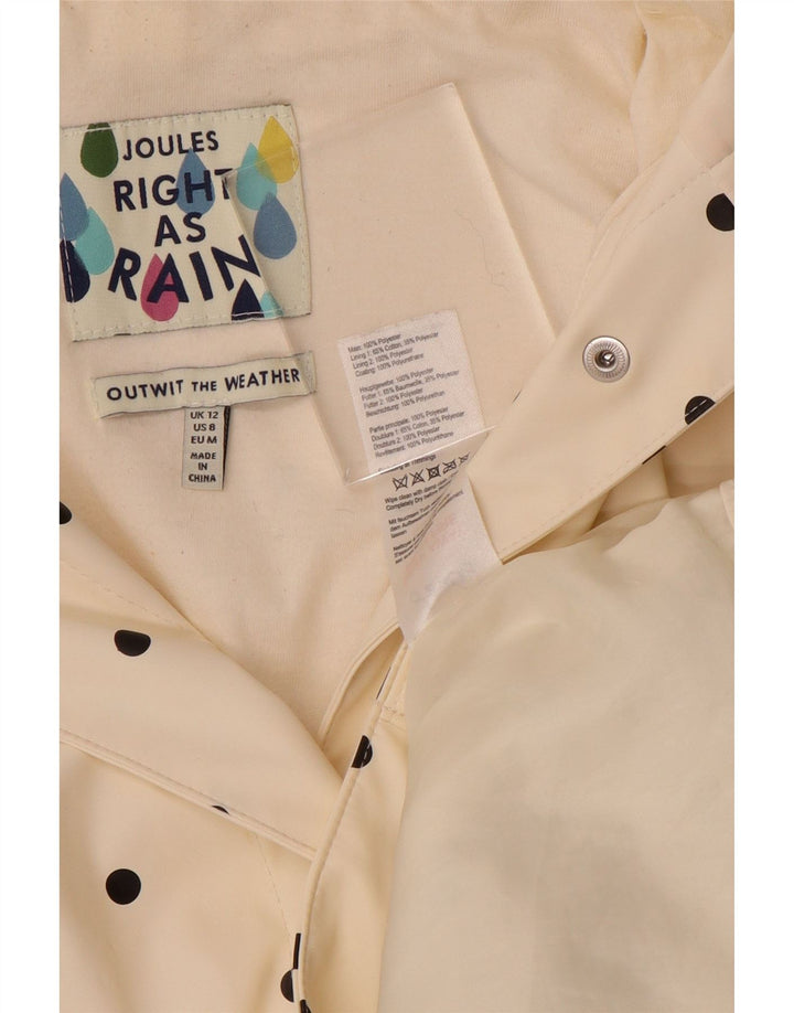 JOULES Женский плащ с капюшоном UK 12 Средний Белый Полиэстер в горошек
