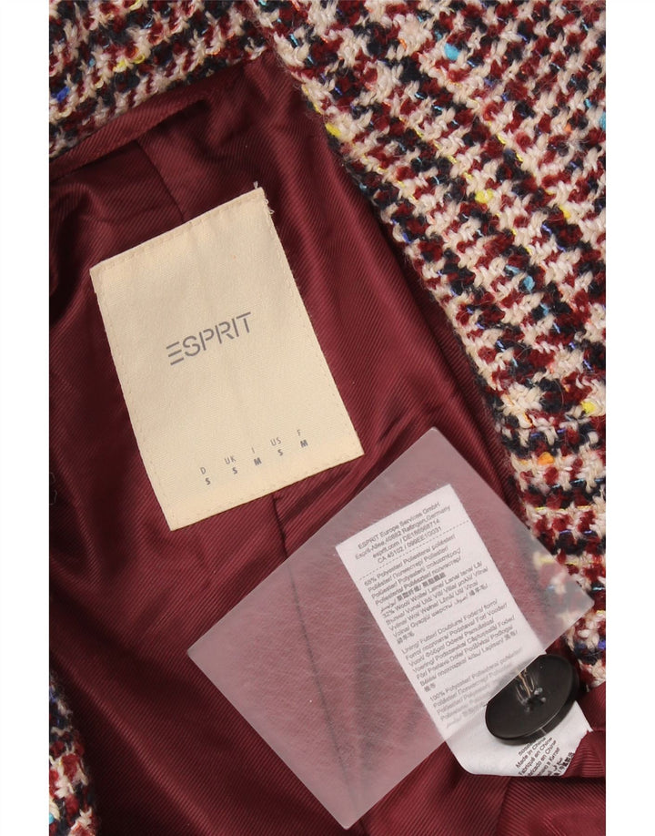 Женское двубортное пальто Esprit UK 10, маленький бордовый полиэстер