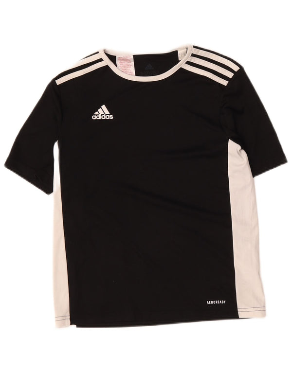 Футболка Adidas Aeroready для мальчиков, топ 11–12 лет, черный полиэстер с цветными блоками