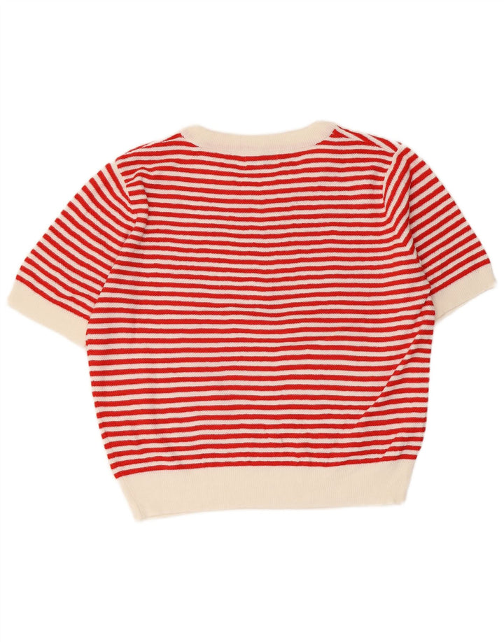 PEPALOVES Женский свитер с круглым вырезом UK 14, средний красный в полоску