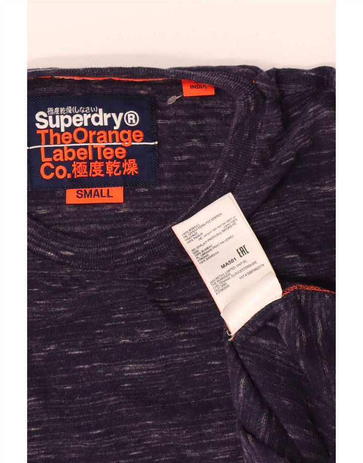 Мужской топ Superdry с длинным рукавом, маленький темно-синий, крапчатый, хлопок