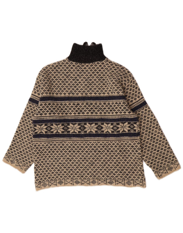 Винтажный мужской джемпер с воротником на молнии, XL, бежевый Fair Isle