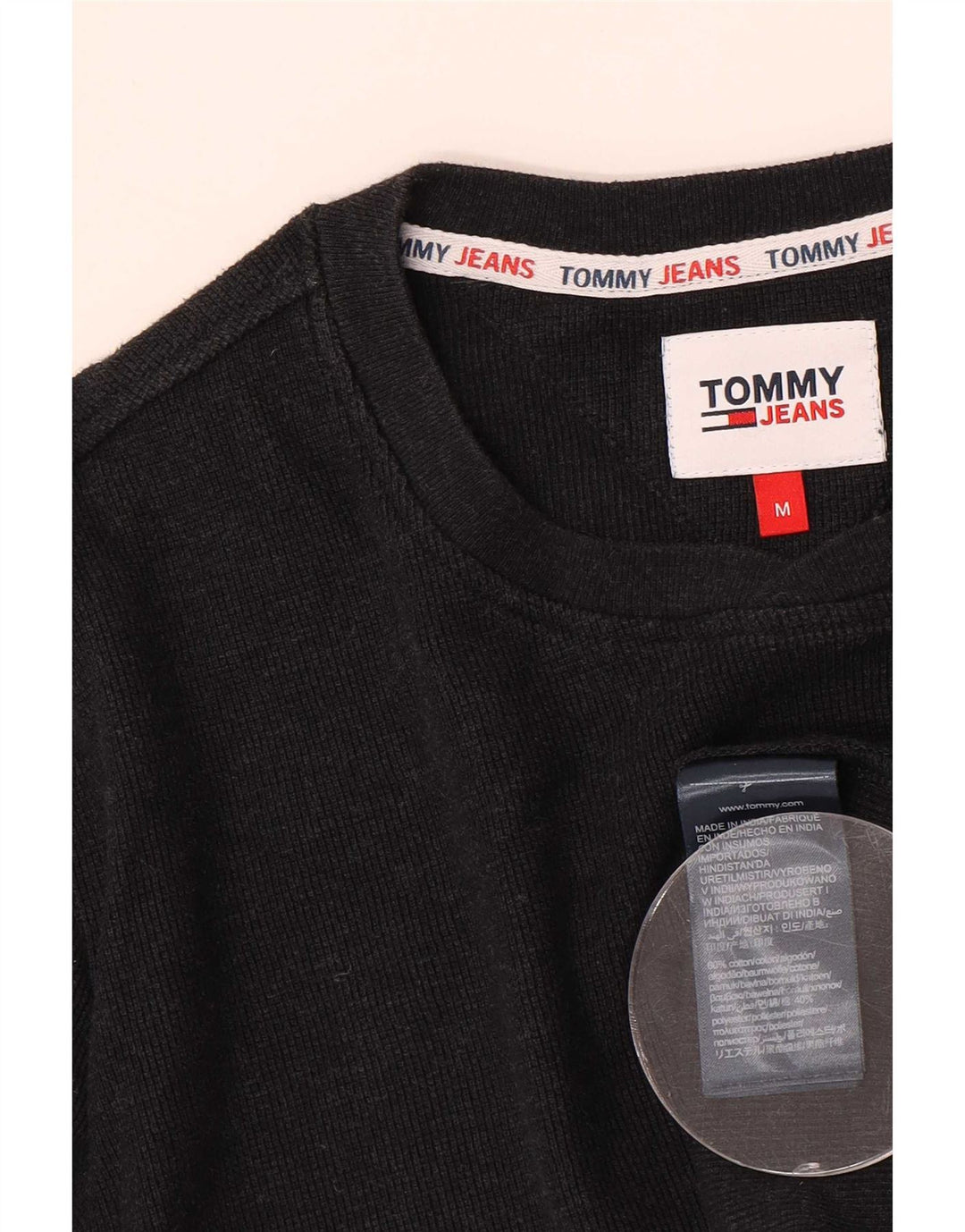 Tommy Hilfiger Мужской топ с длинным рукавом, средний черный хлопок