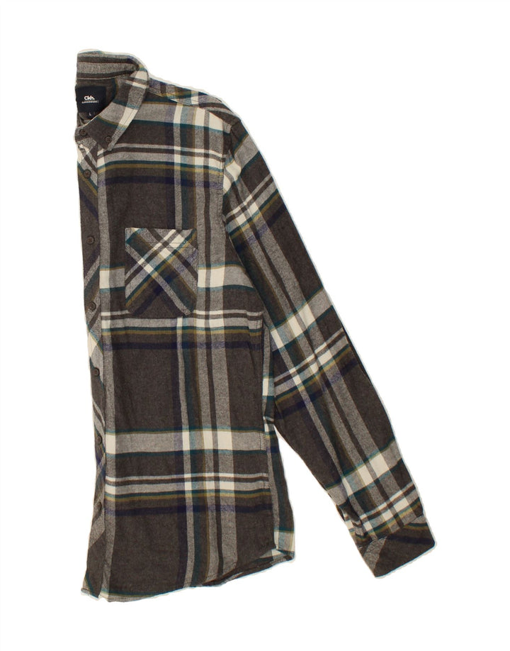CLOCK HOUSE Mens Shirt Large Grey Check Cotton Vintage CLOCK HOUSE and Second-Hand CLOCK HOUSE from Messina Hembry 