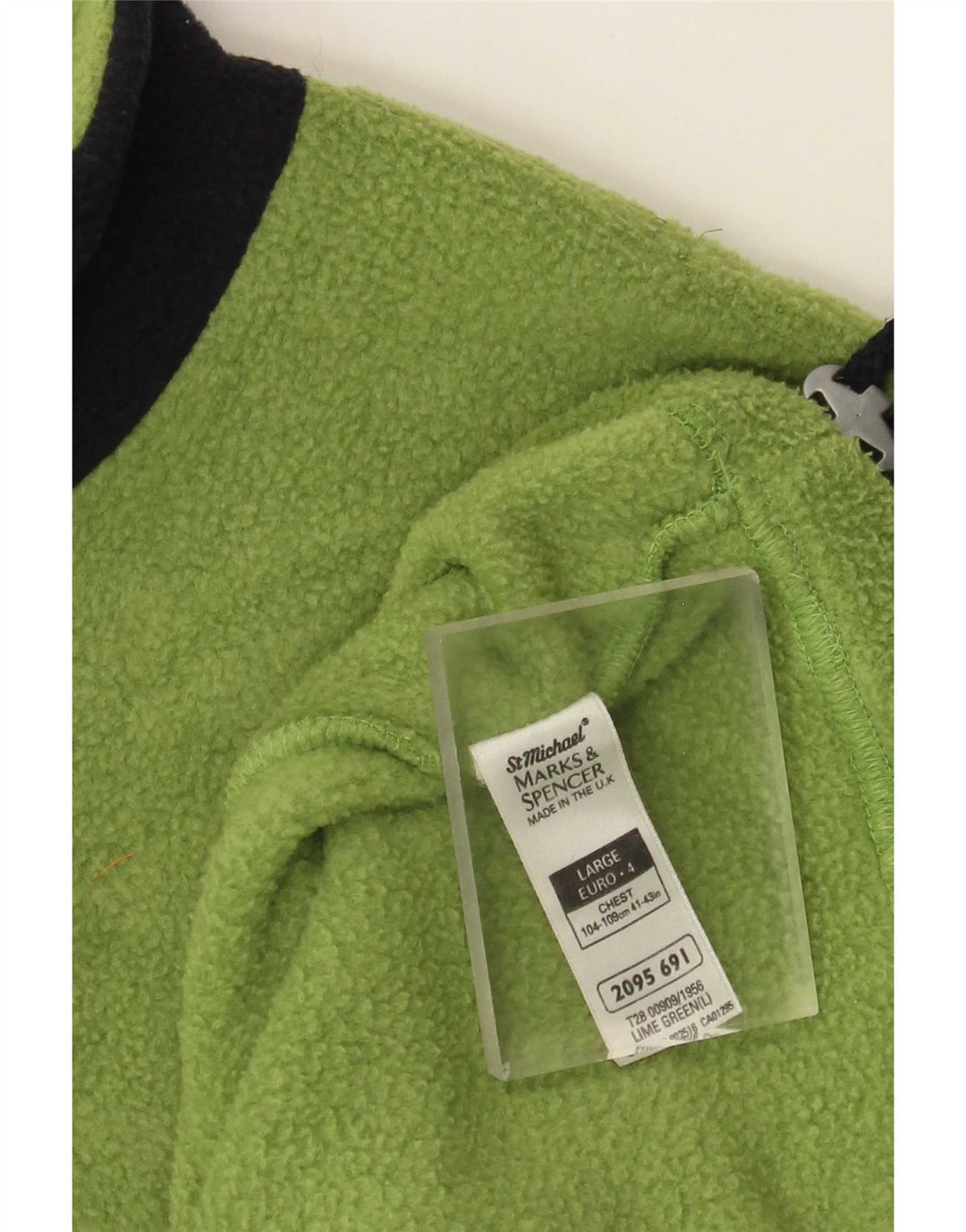 Мужской флисовый джемпер с воротником на молнии Marks & Spencer, большой зеленый с цветными блоками