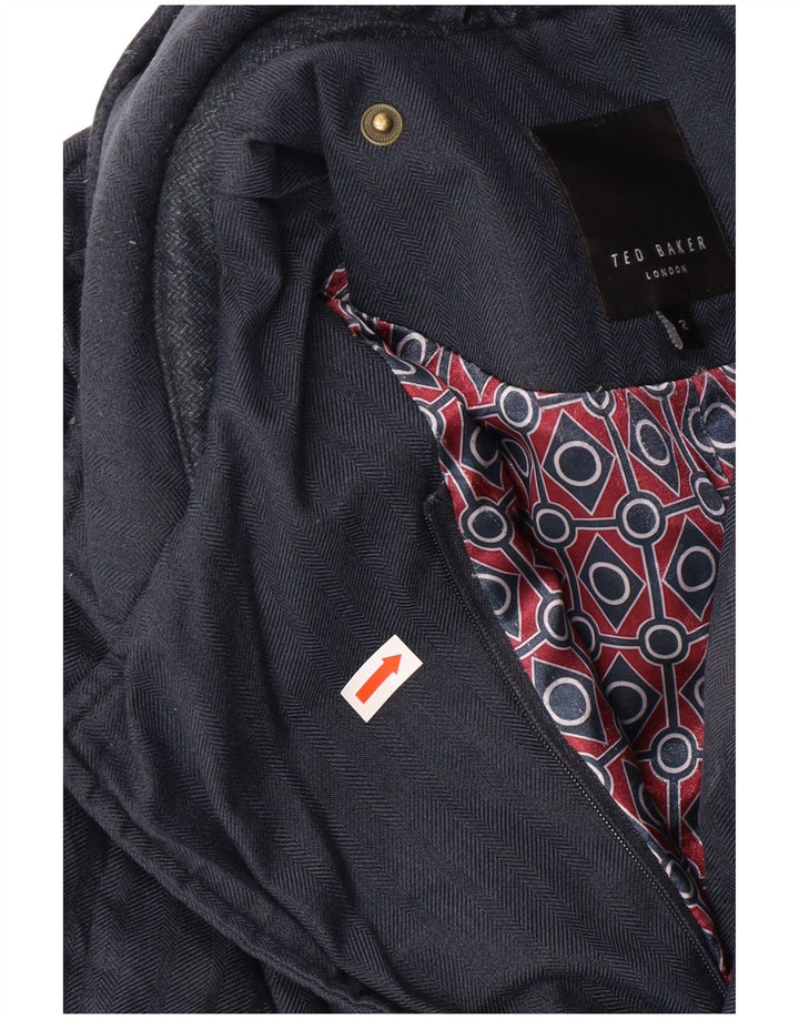 Мужская стеганая куртка TED BAKER, размер 2, маленькая, темно-синяя, с рисунком «елочка», классическая