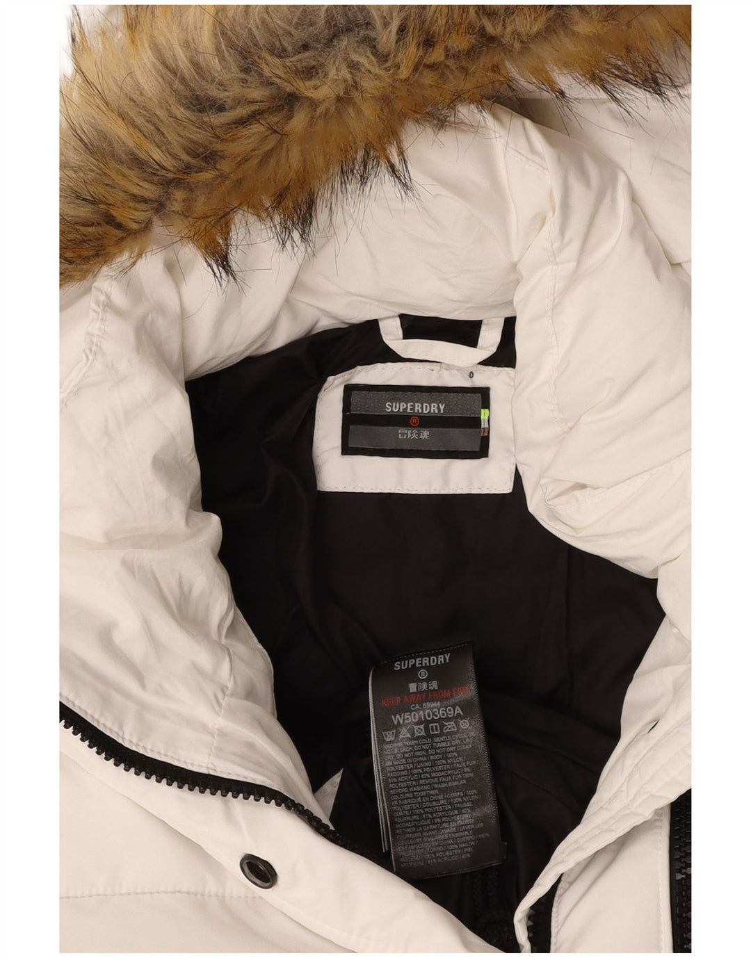 SUPERDRY Женская утепленная куртка с капюшоном UK 14, средний белый полиэстер