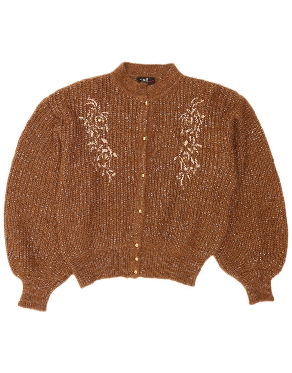 Neri Womens Cardigan Sweater IT 46 Large Brown Floral Mohair