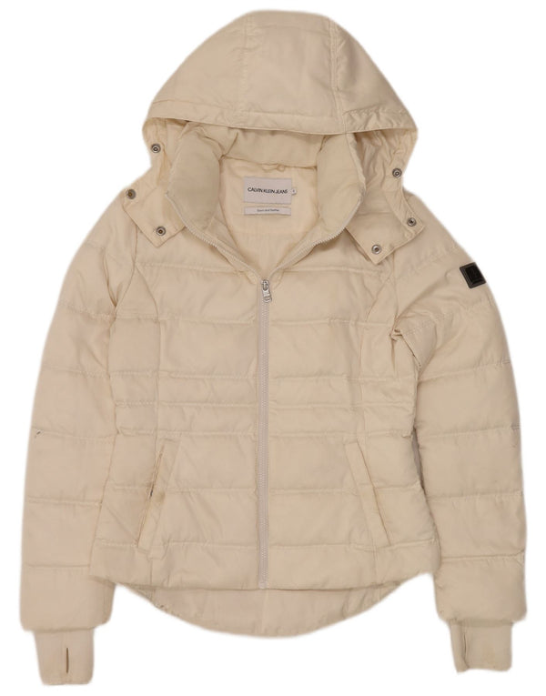 CALVIN KLEIN JEANS Женская утепленная куртка оверсайз UK 10 Small Off White