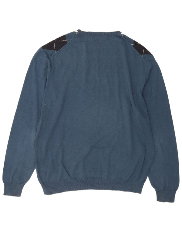 KAPPA Мужской джемпер с v-образным вырезом XL, синий аргайл/ромб, хлопок