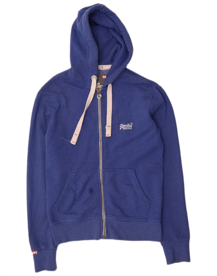 Мужской свитер с капюшоном на молнии Superdry, маленький синий, хлопок