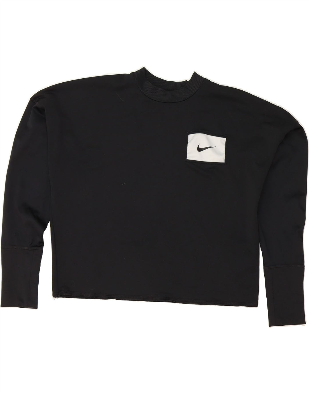 NIKE Womens Oversized Crop Sweatshirt Jumper UK 10 Small Black Polyester Vintage Nike and Second-Hand Nike from Messina Hembry 