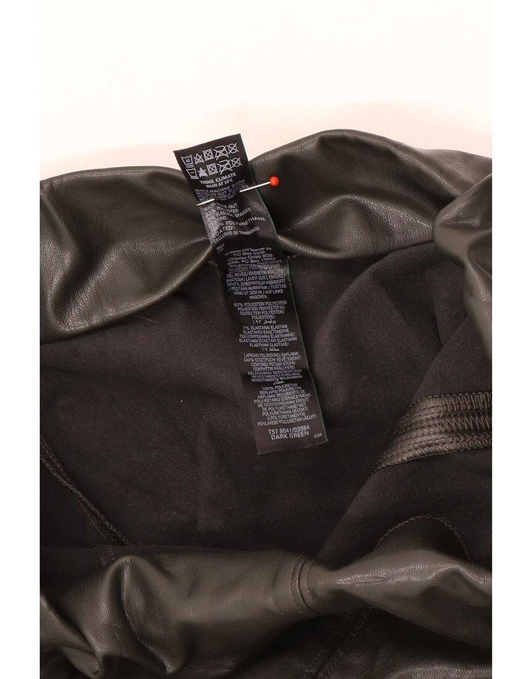 Женские леггинсы из искусственной кожи Marks & Spencer UK 12, средний зеленый цвет