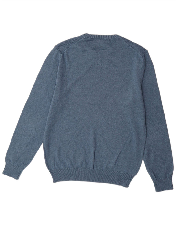Crew Clothing Мужской джемпер с круглым вырезом, свитер, средний синий хлопок, хлопок